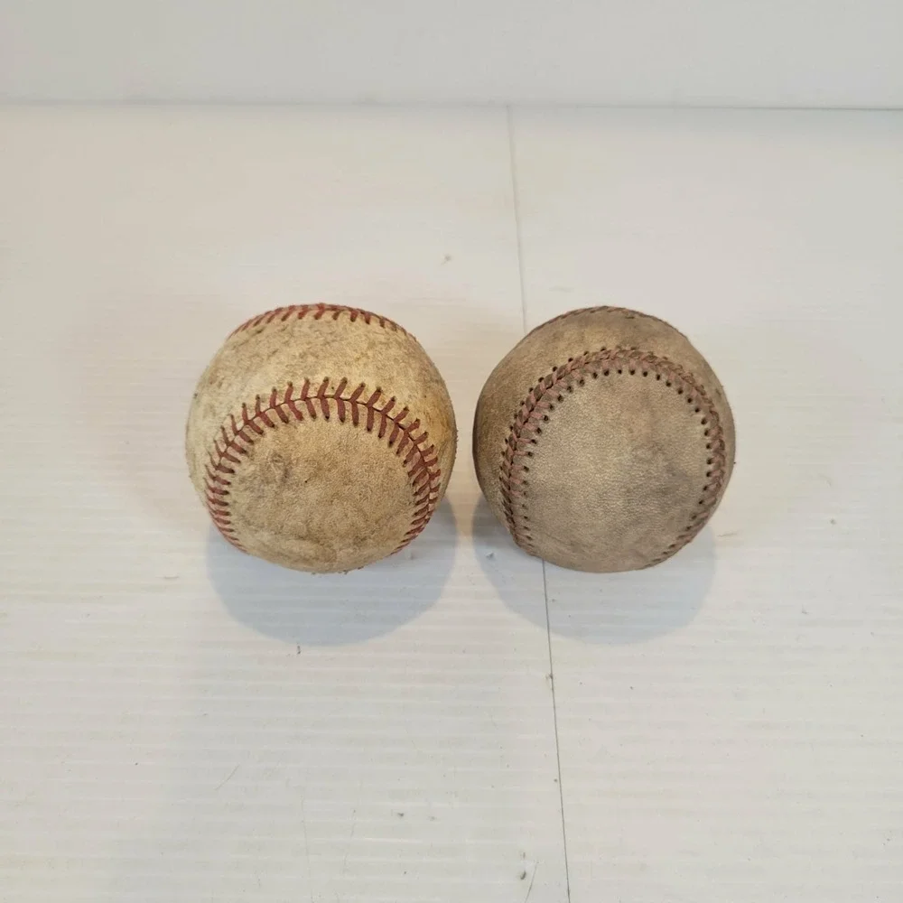 Lot Of 2 Vintage Baseballs Stitched Leather Ball Unknown Origin